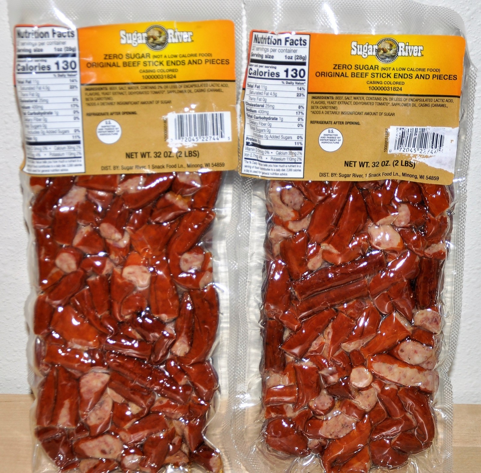 ZERO Sugar Original Beef Stick Ends/Pieces BULK 4 Pounds (2x 2 lbs) Sugar River