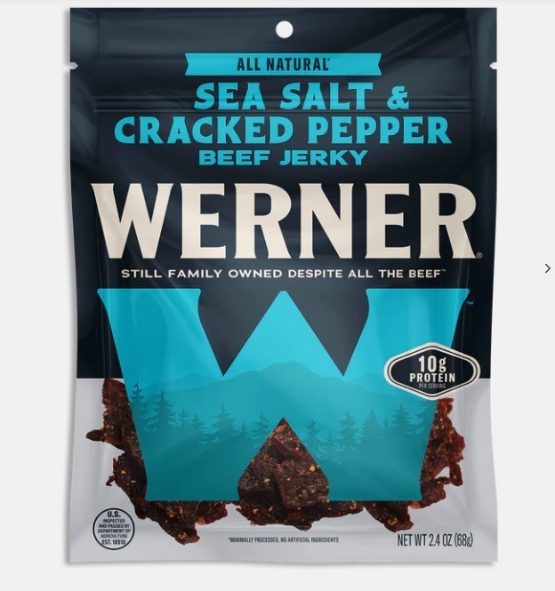 Werner 2.4 oz. All-Natural Sea Salt & Cracked Pepper Beef Jerky