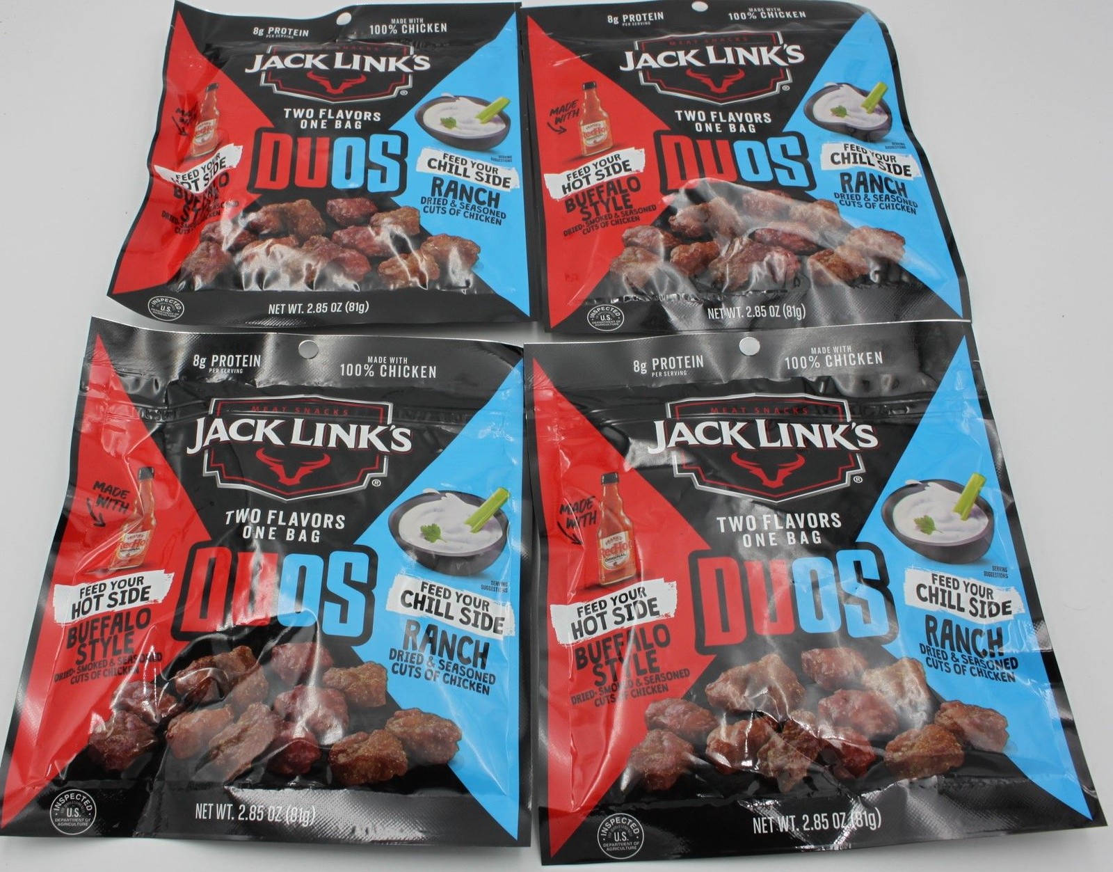 Jack Links 4-PACK Duos Buffalo Style & Ranch Flavor Bites made with 100% Chicken