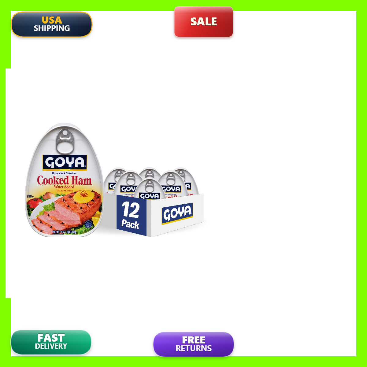 Goya Foods Cooked Ham 16 Ounce Pack Of 12
