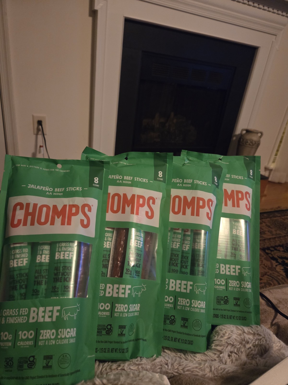 Chomps Jalapeño Beef Jerky Sticks 4 8 -Pack – Grass-Fed, Keto, Paleo, Zero Sugar