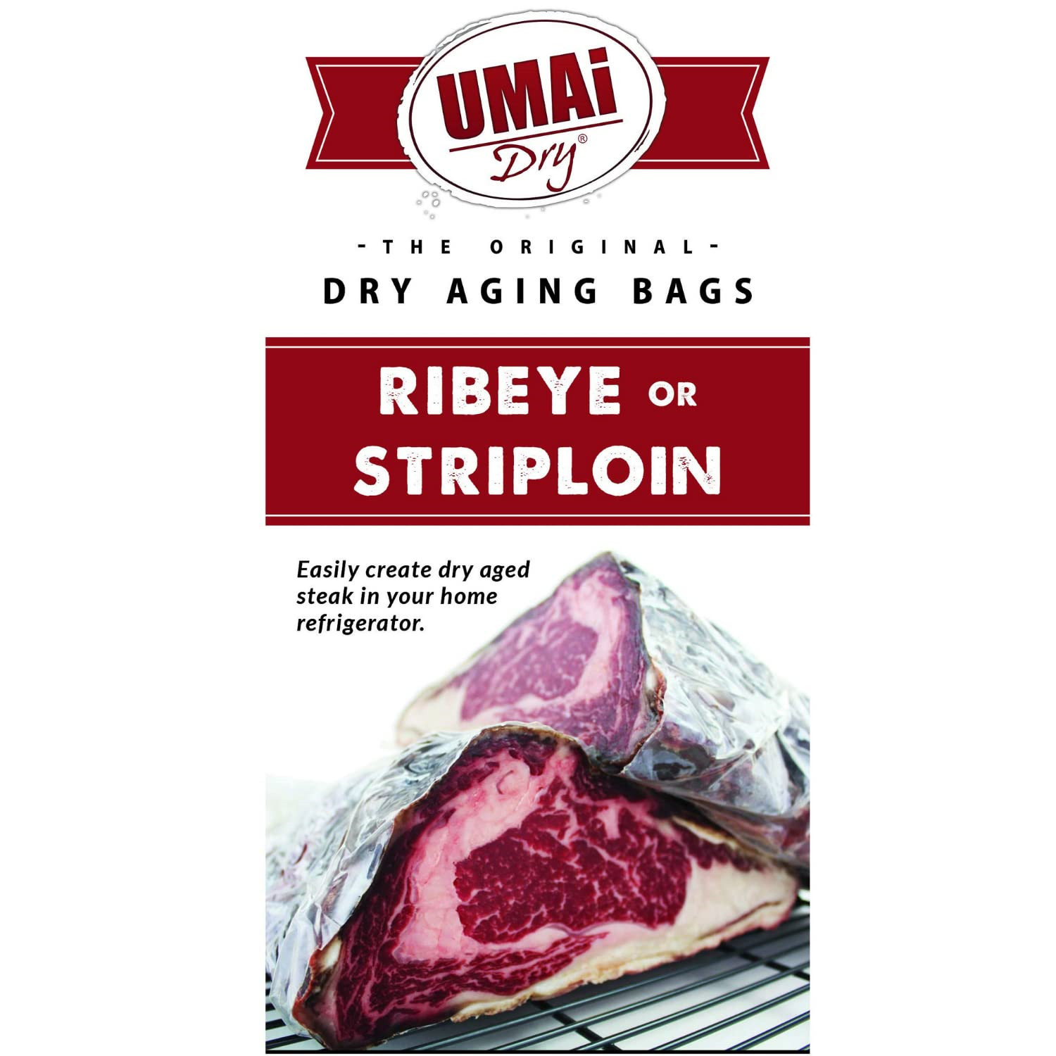 UMAi Dry Breathable Membrane Bags for Dry Aging Steak | Ribeye Striploin Sized |
