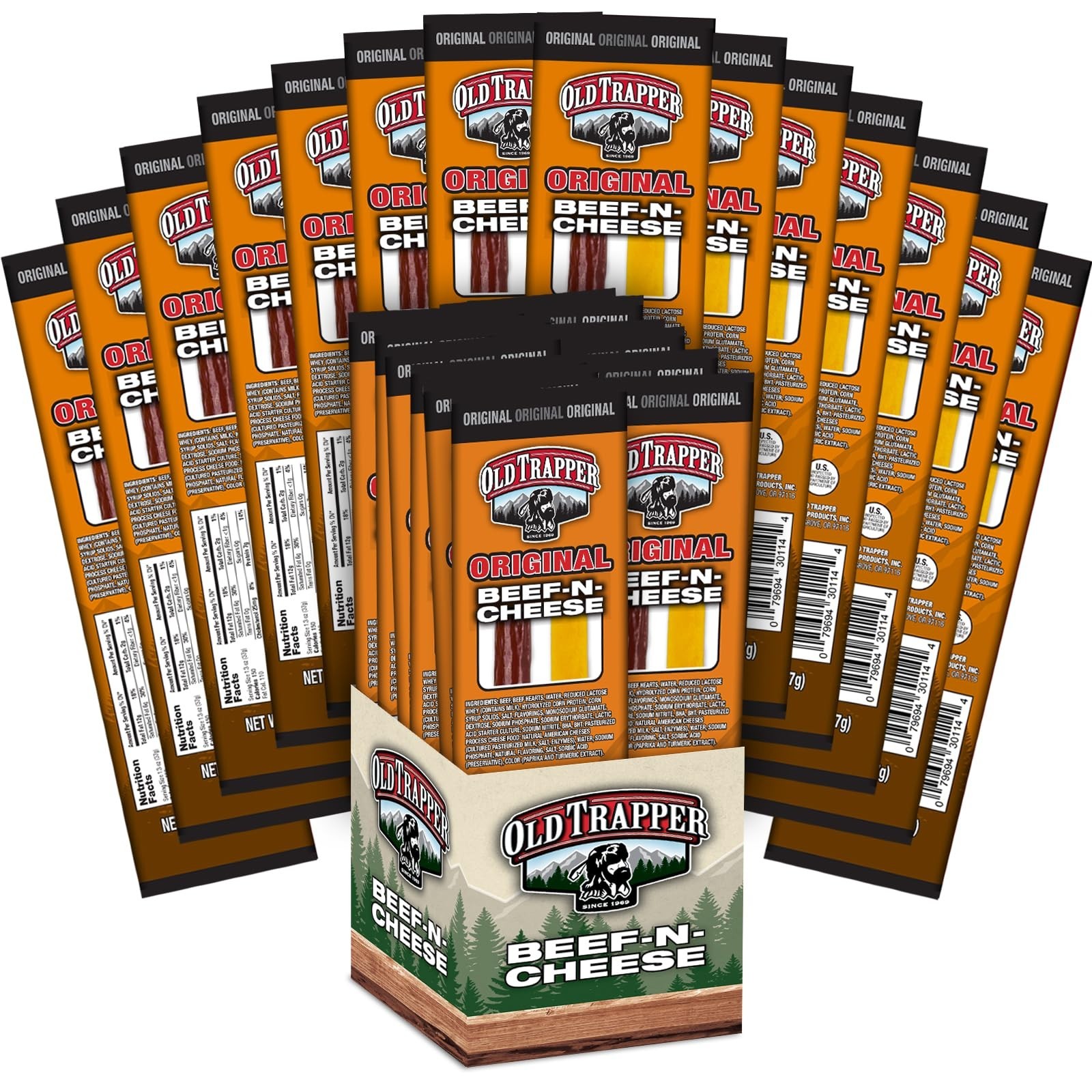 Savory Beef & Cheese Snack Sticks, 1.3oz Individually Wrapped, 14-Pack for Lunch