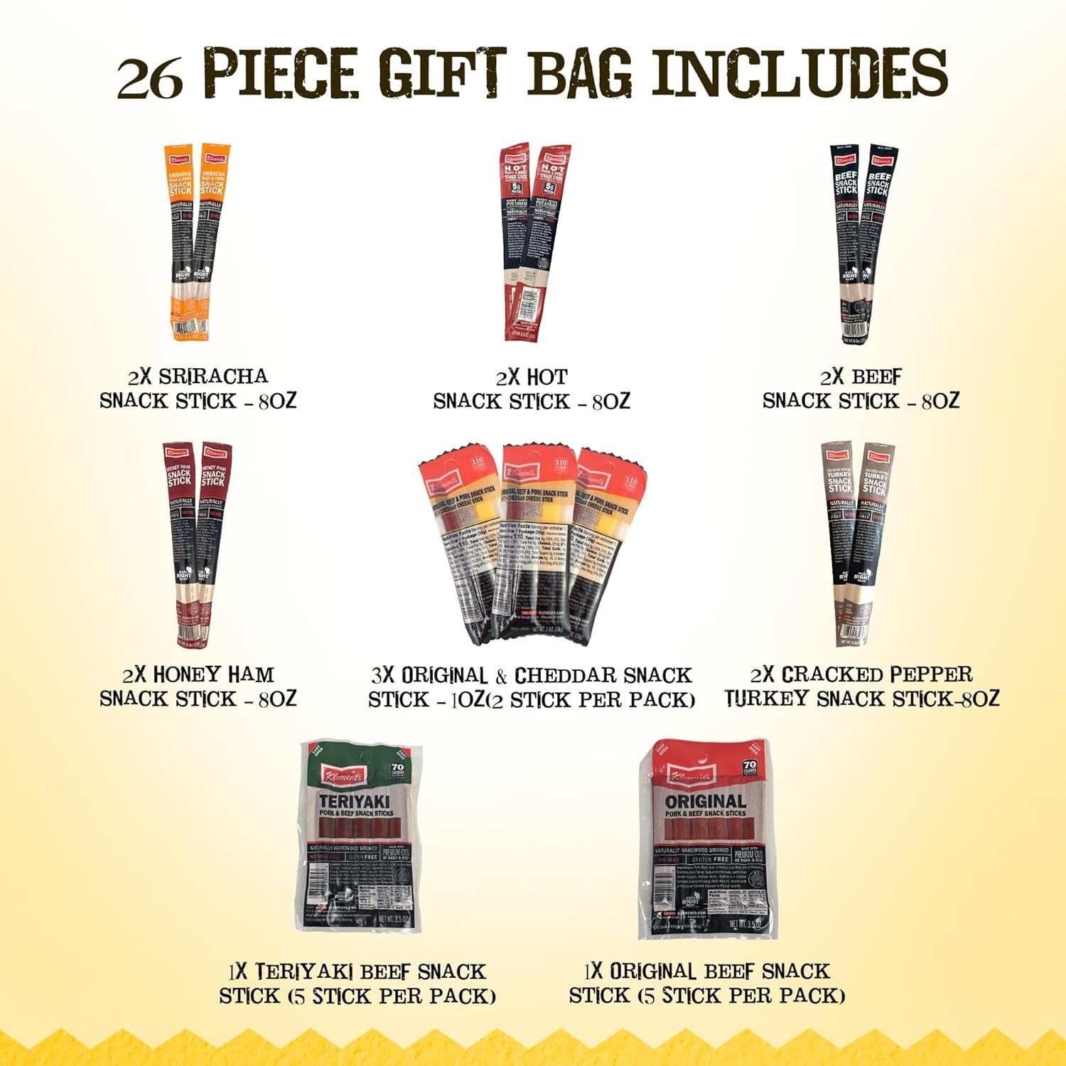 Jerky.com 26pc Meat Sticks Variety Pack | Beef Jerky Gifts for Men | Low Sugar &