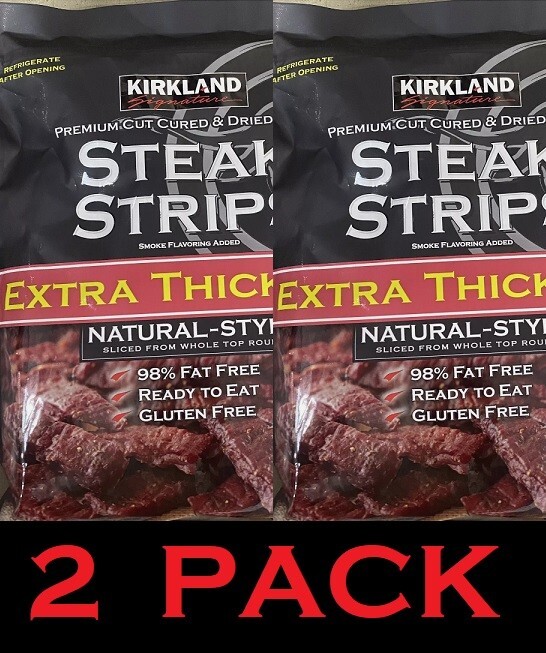 Kirkland Premium Cut Steak Strips Beef Jerky Extra-Thick Gluten-Free 12 oz 2 PK