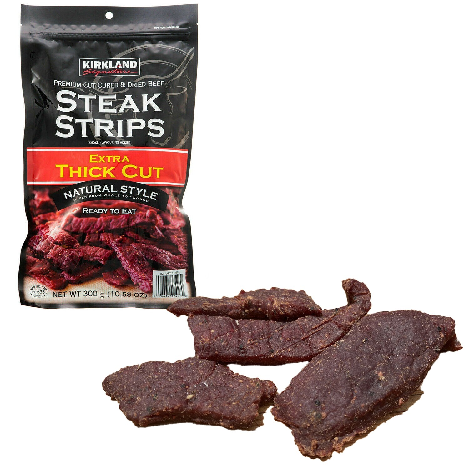 Premium Extra Thick Cut Cured Smoke Flavouring Steak Strip Dried Beef Jerky 300g