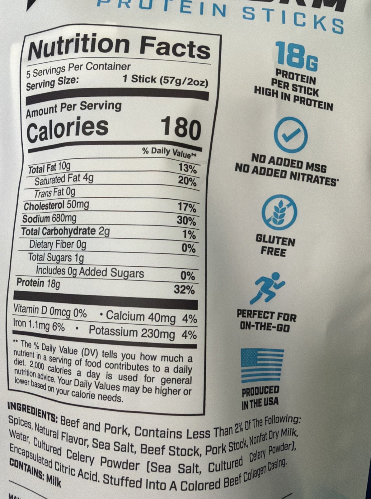 1st Phorm Jalapeño Heat & Original Smokehouse High Protein Meat Sticks, 4ct