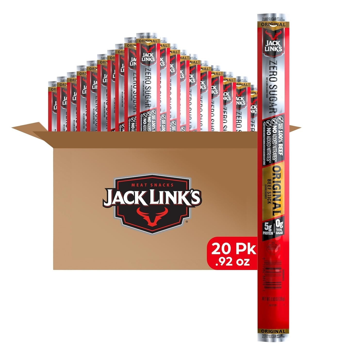 Beef Sticks Original Zero Sugar 0.92oz 20ct 100% Beef Keto Paleo Snack