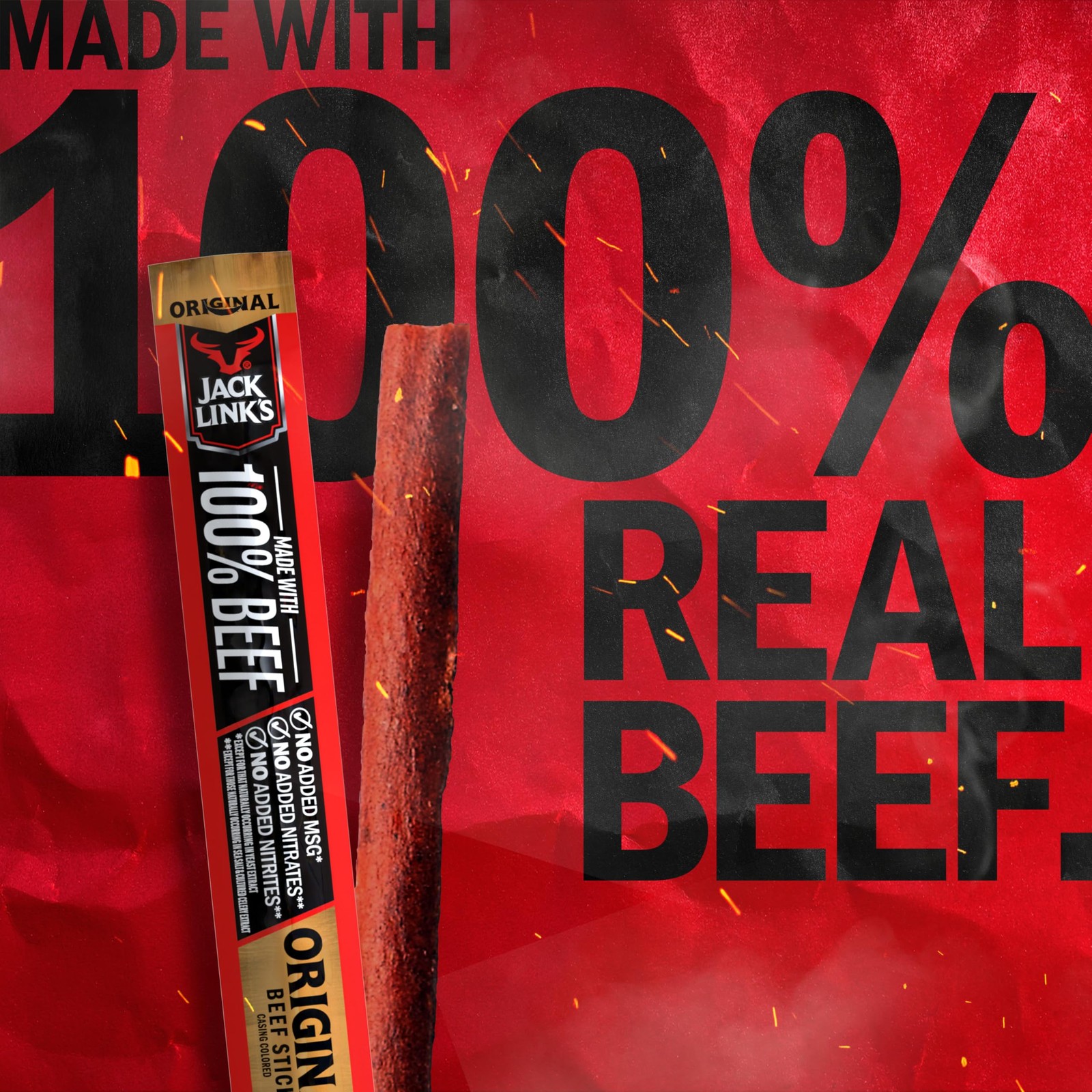Beef Sticks Protein Snack, 6g Protein, Keto-Friendly Meat Sticks, 20 Count