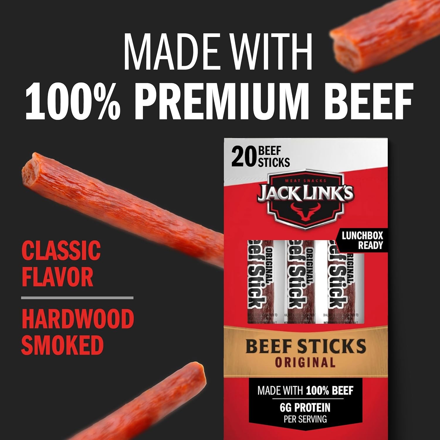 Original Beef Jerky Sticks – Made with 100% Real Beef – Ready to Eat Real Meat P
