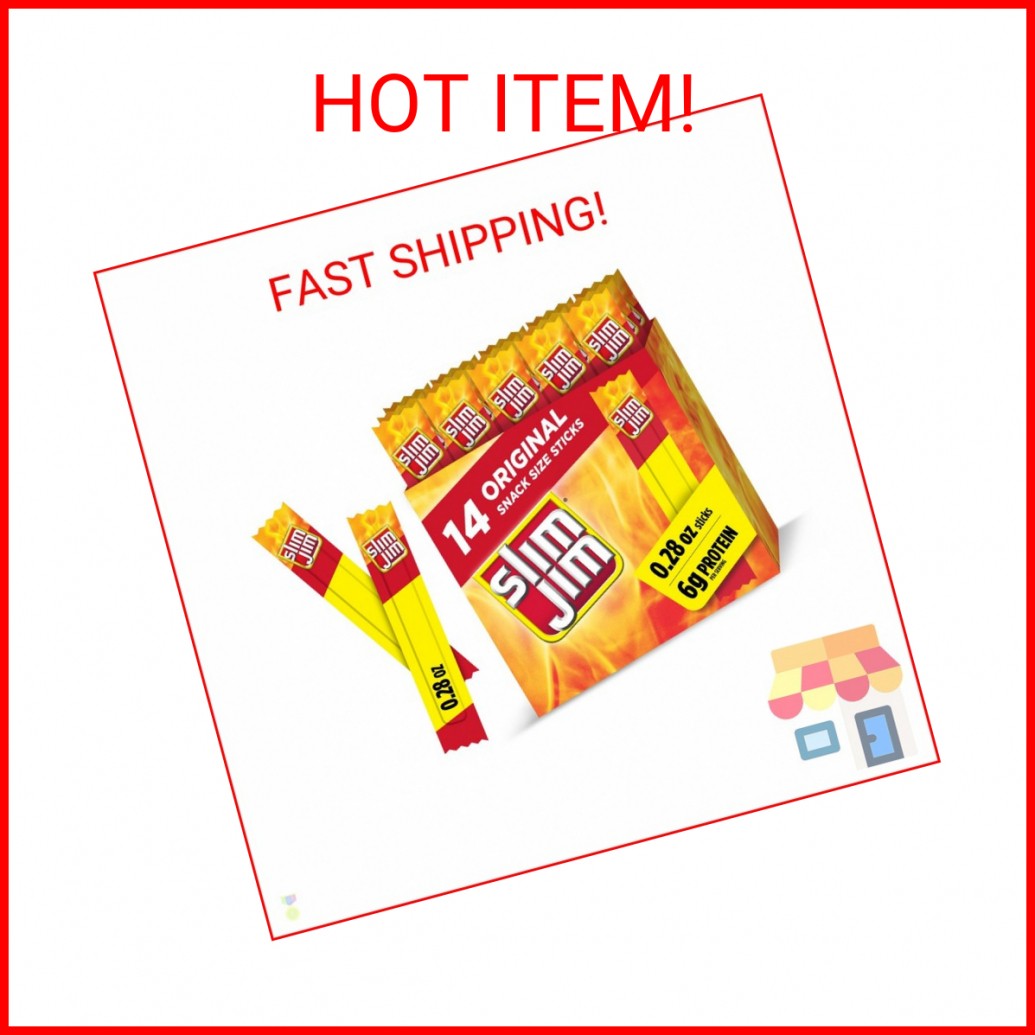Slim Jim Smoked Meat Sticks, Original Flavor, 6g Protein Per Serving, Snack Size