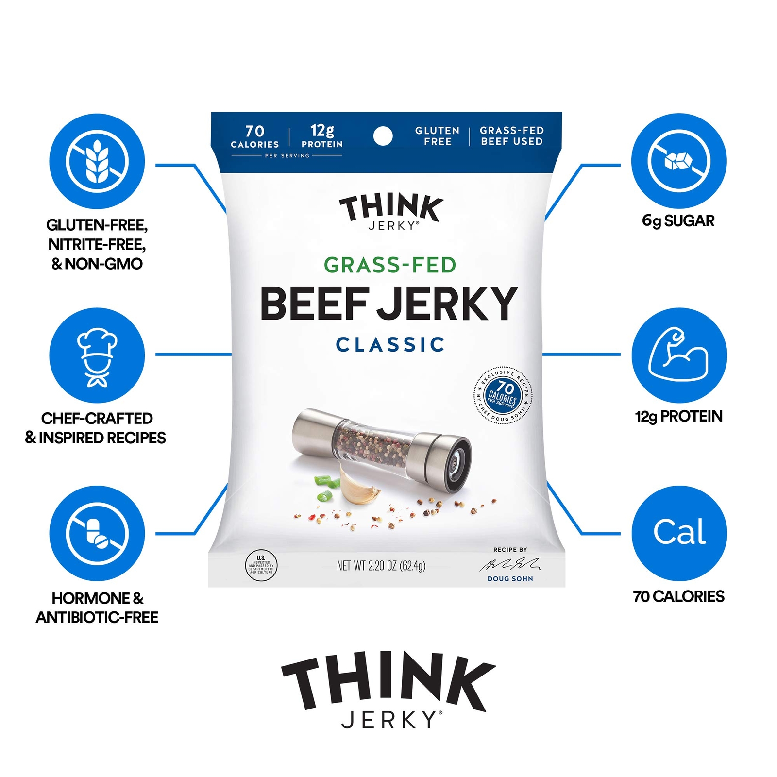 8 Pack Classic Beef and Turkey Jerky Healthy High Protein Gourmet Snack