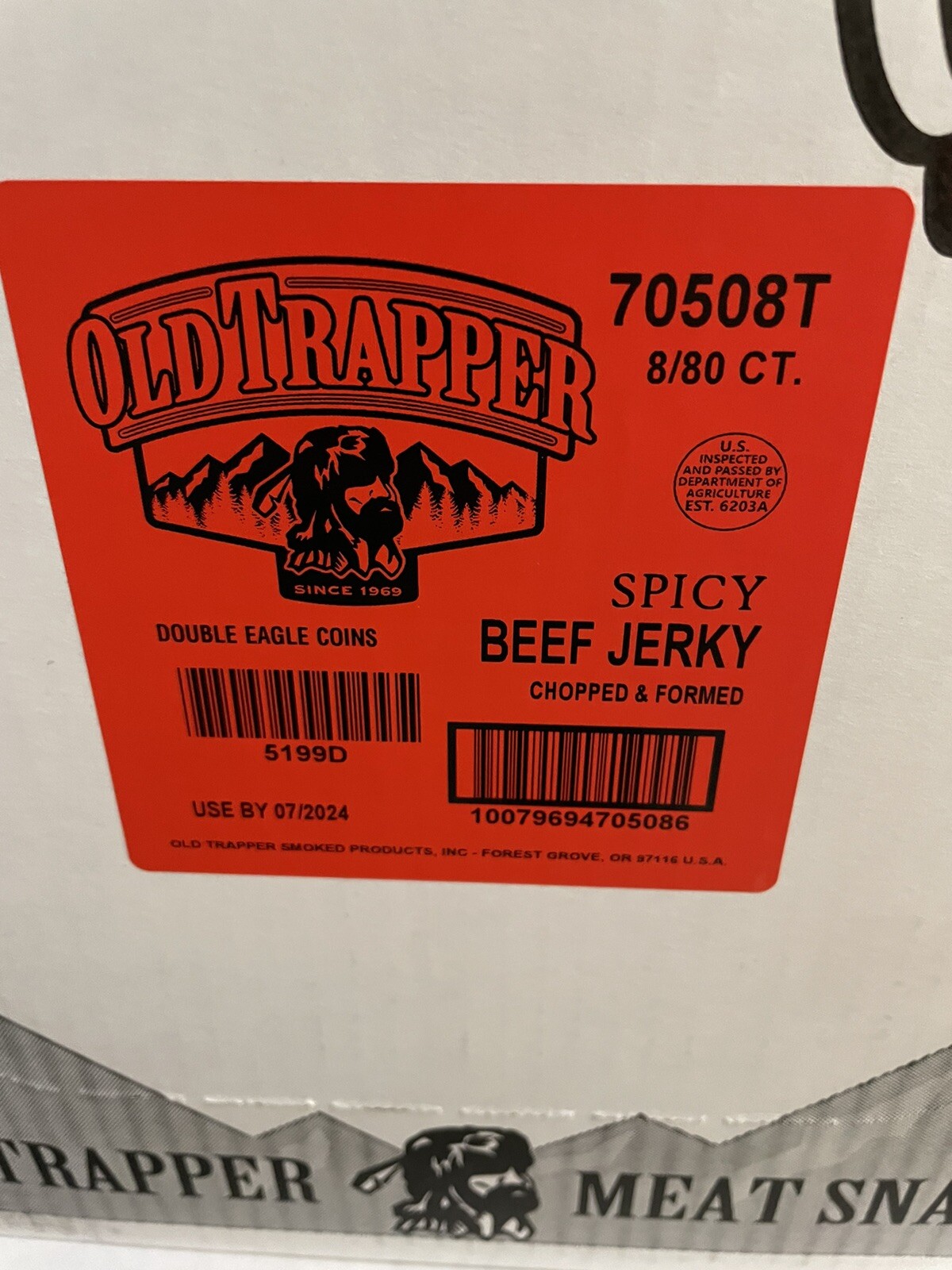 Old Trapper BEEF JERKY ROUNDS 80 ct Hot & Spicy REFILL 1.3 Pounds Case Of 8