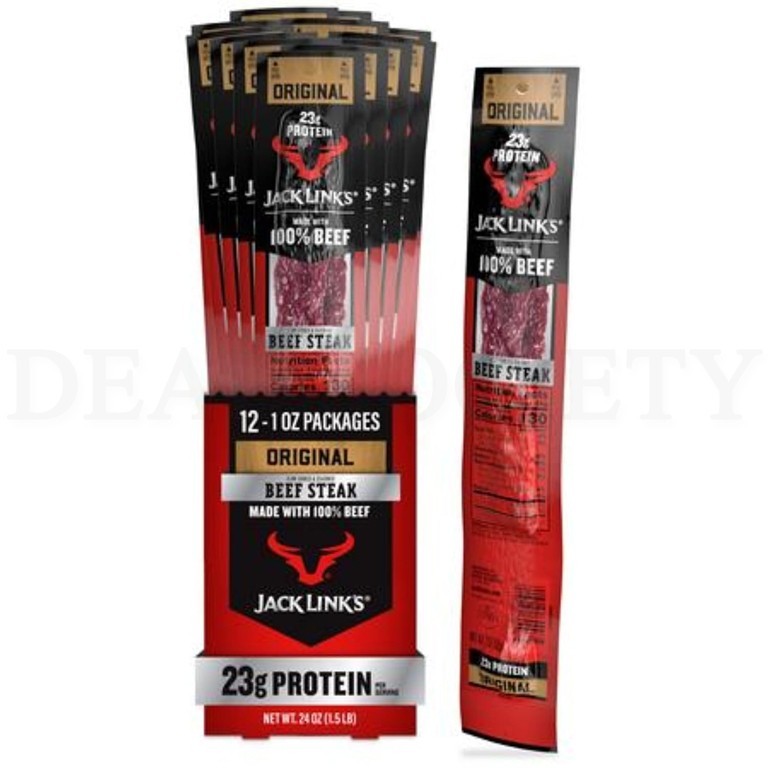 Jack Link’s Beef Steak Original Jerky Meat Snack with 23g of Protein Lot of 12