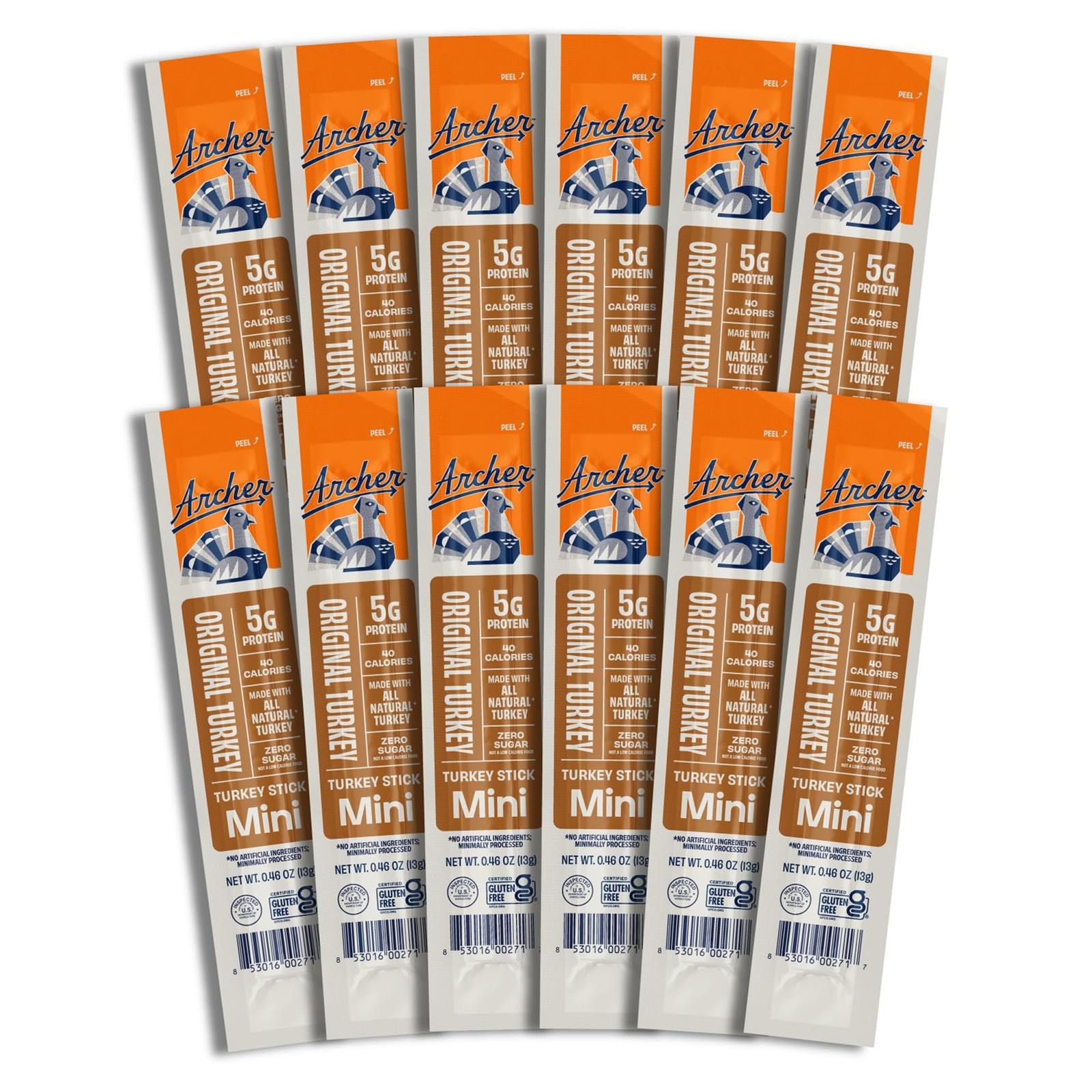 Archer Jerky Mini Turkey Sticks, All Natural, Gluten 0.5 Ounce (Pack of 12)