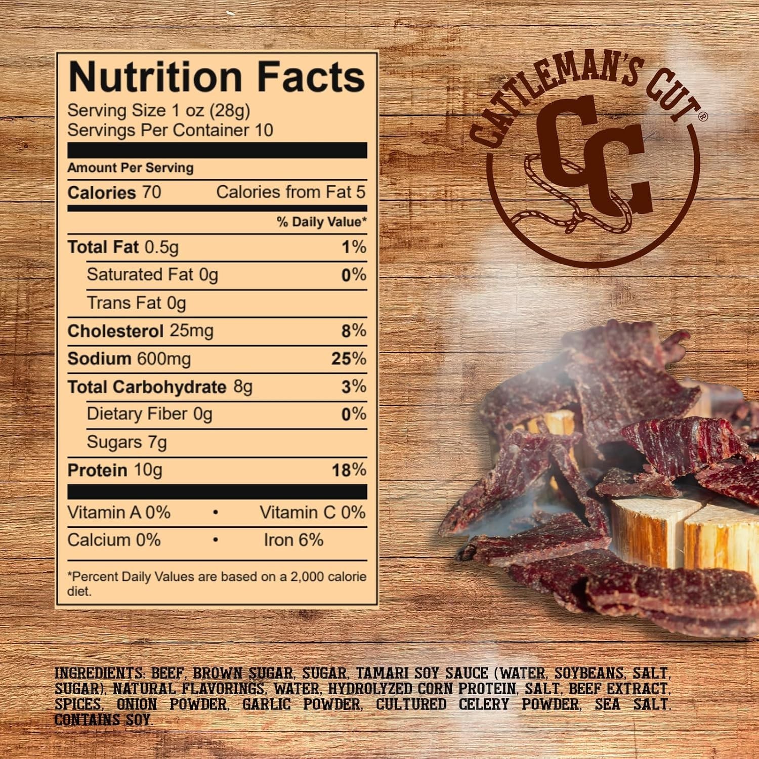 Teriyaki Beef Jerky High Protein Keto Gluten Free Carnivore Travel Snack 10 oz