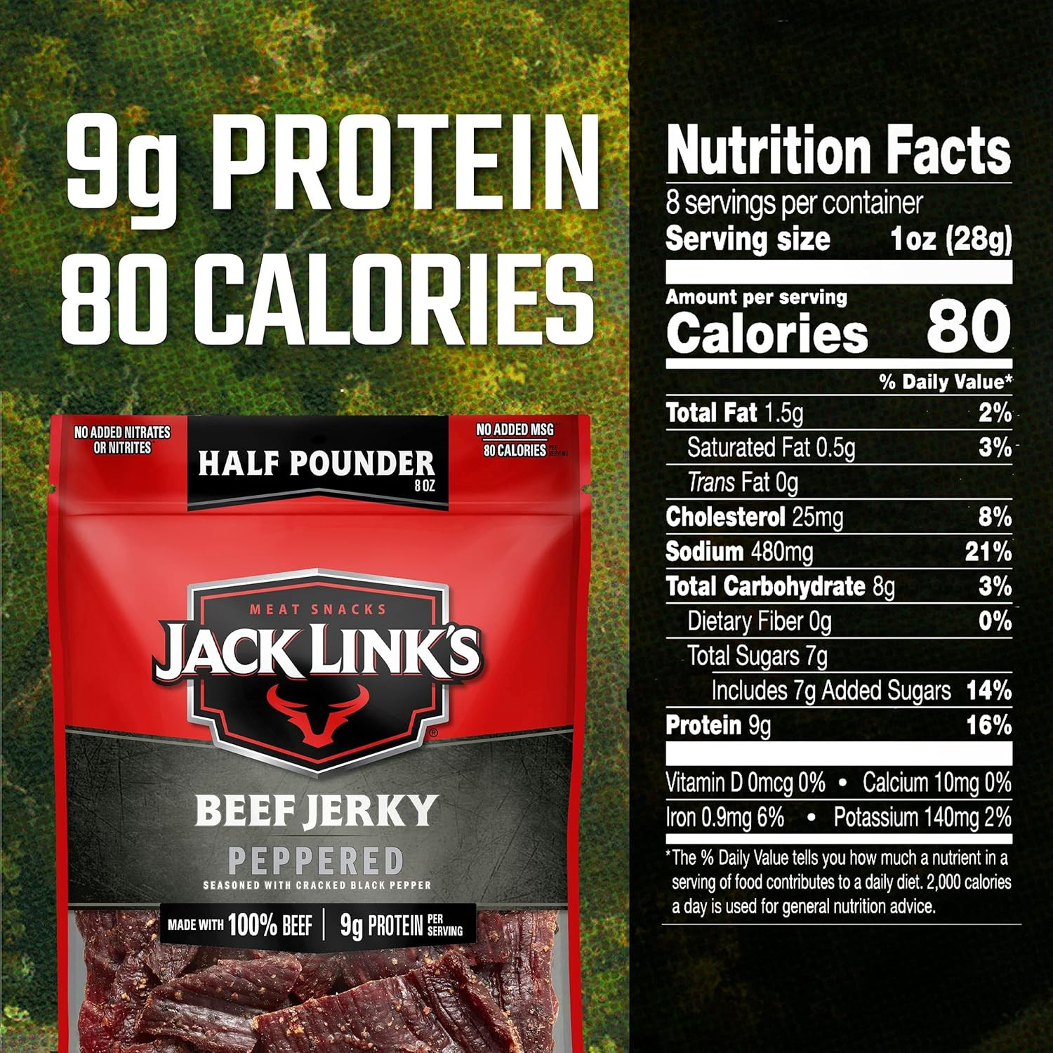 Jack Link’S Peppered Beef Jerky Half Pounder – 8 Oz Large Jerky Bag – Ready to E