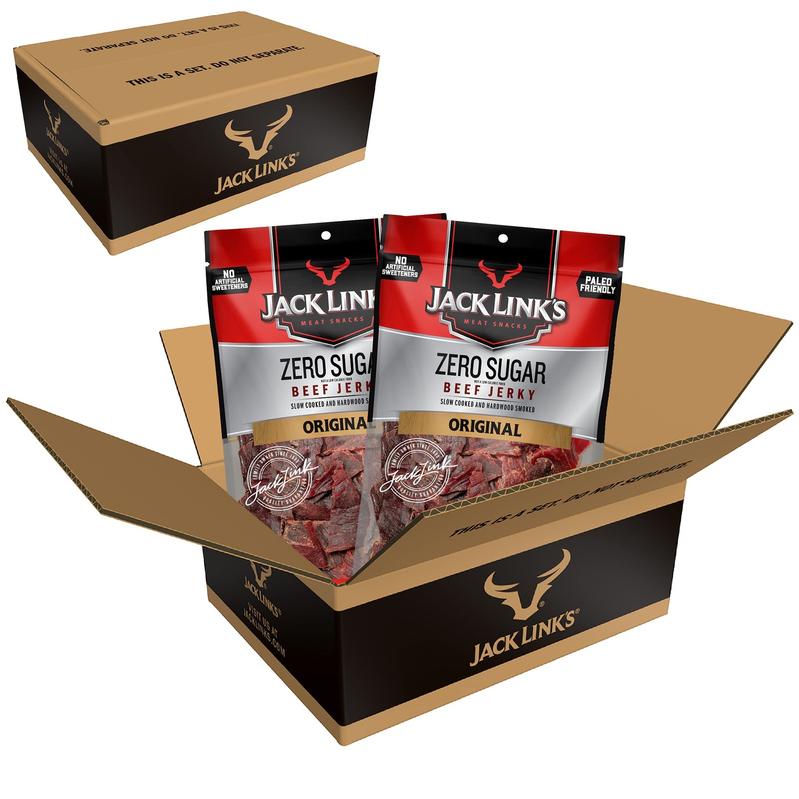Beef Jerky Zero Sugar Keto Paleo Protein Snacks 13g Protein 7.3 Oz Pack of 2