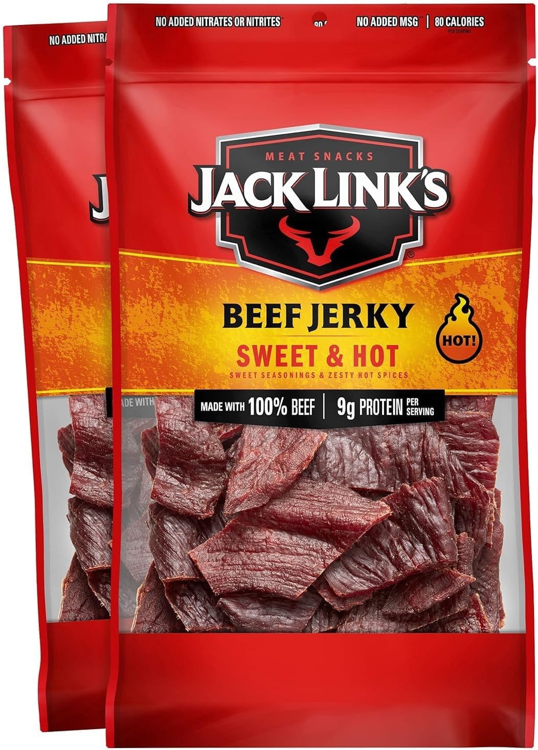 Jack Link’s Sweet & Hot Beef Jerky Multipack – (2 Pack) 9 oz Large Bags – Rea…