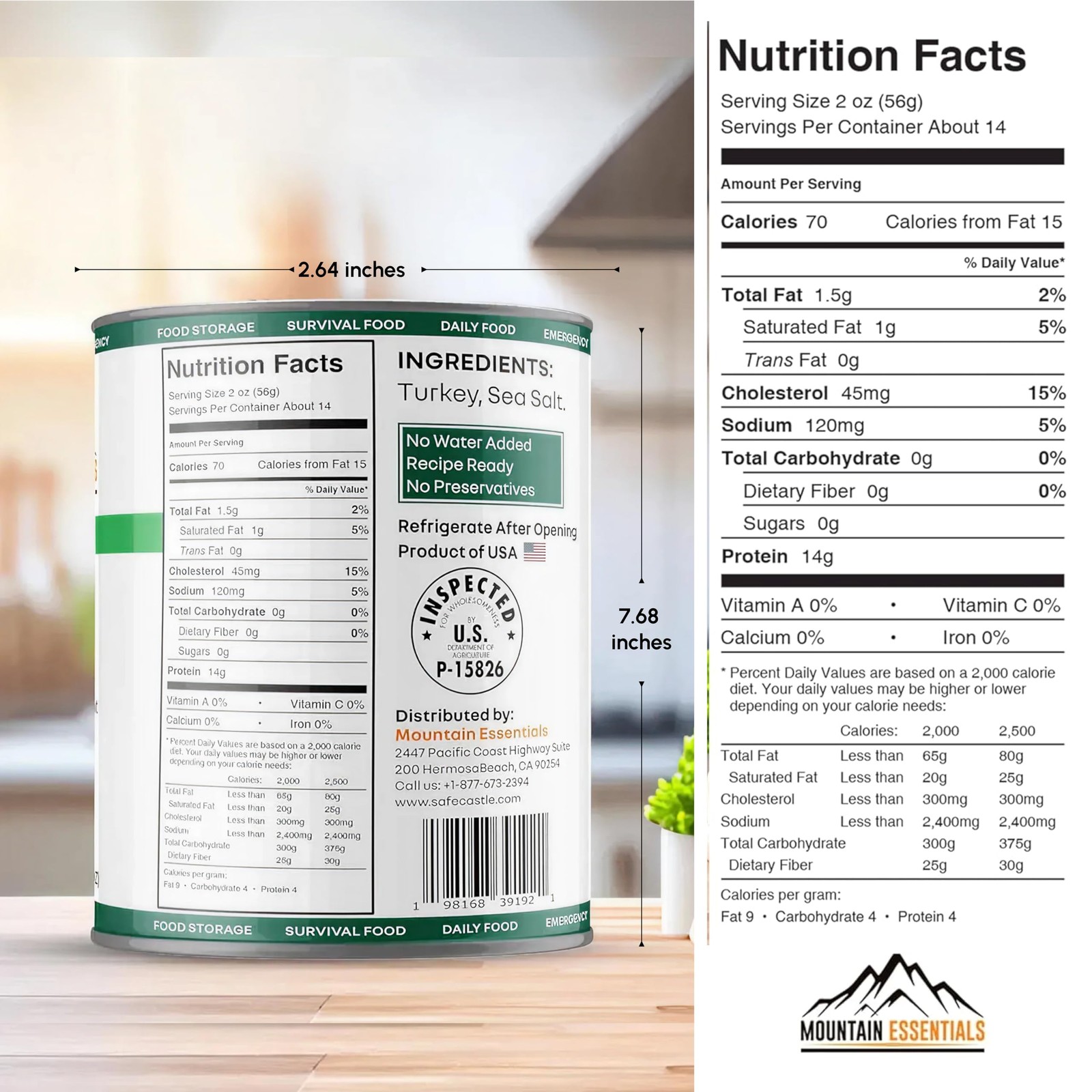 All Natural Canned Turkey 28 Oz Fully Cooked Ready To Eat Pantry Survival Food
