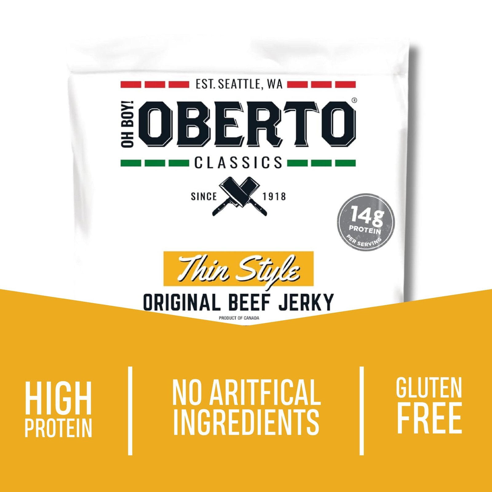 Oberto Classics Thin Style Beef Jerky, Original Flavor, No Artificial Ingredi…