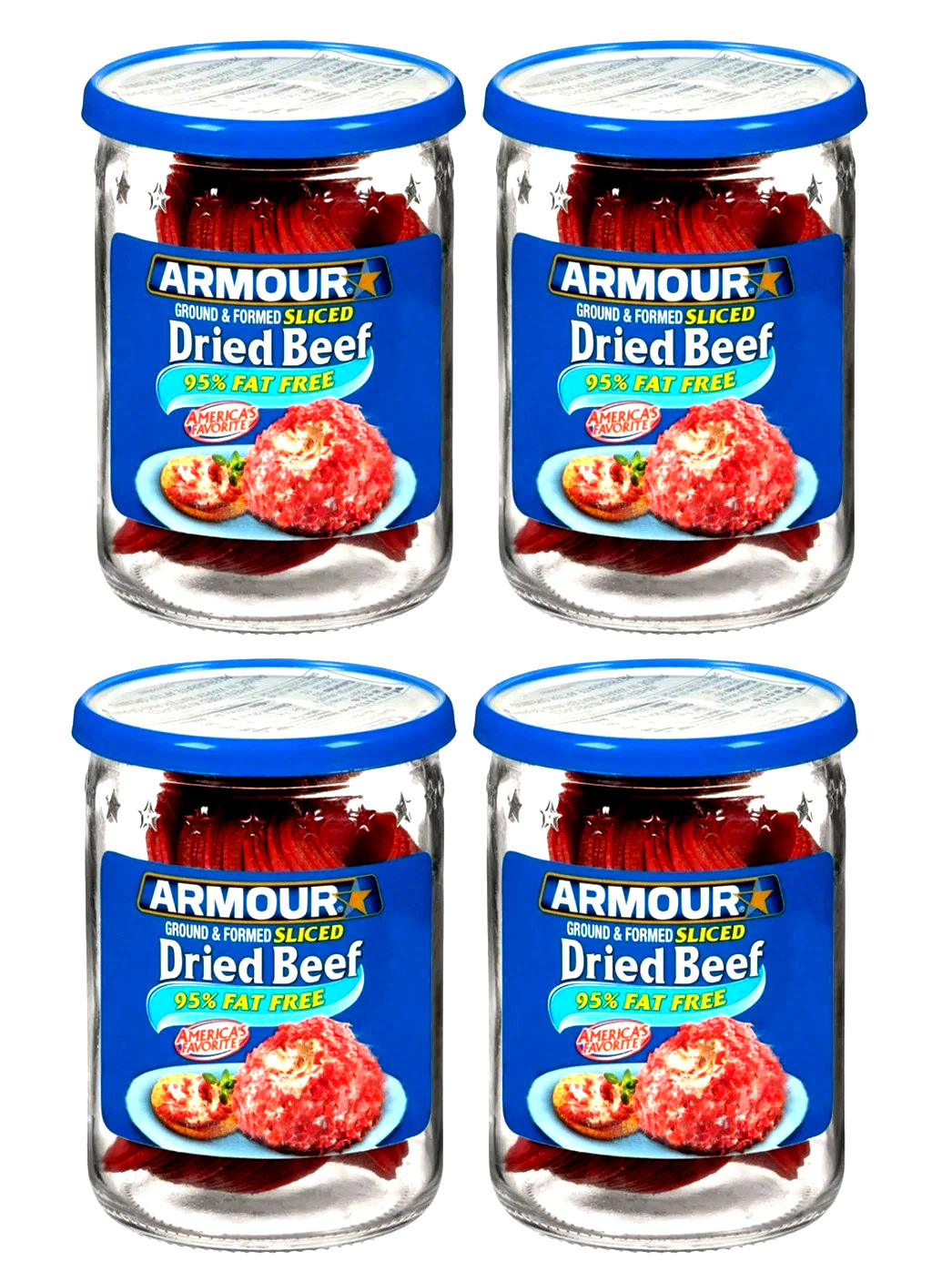 (4 pack) Armour Star Sliced Dried Beef, Jarred Meat, 2.25 oz.