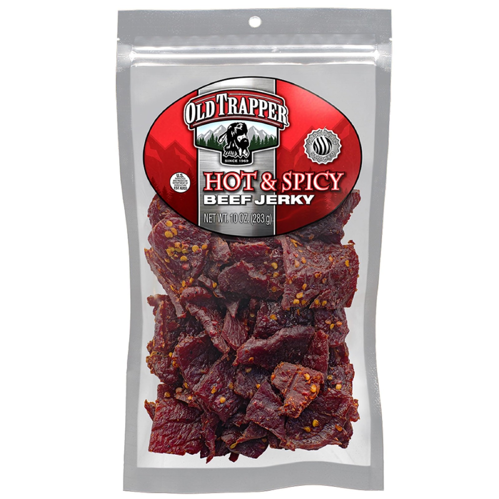 Old Trapper Beef Jerky, Hot & Spicy 10-Ounce 10 Ounce (Pack of 1), No Color