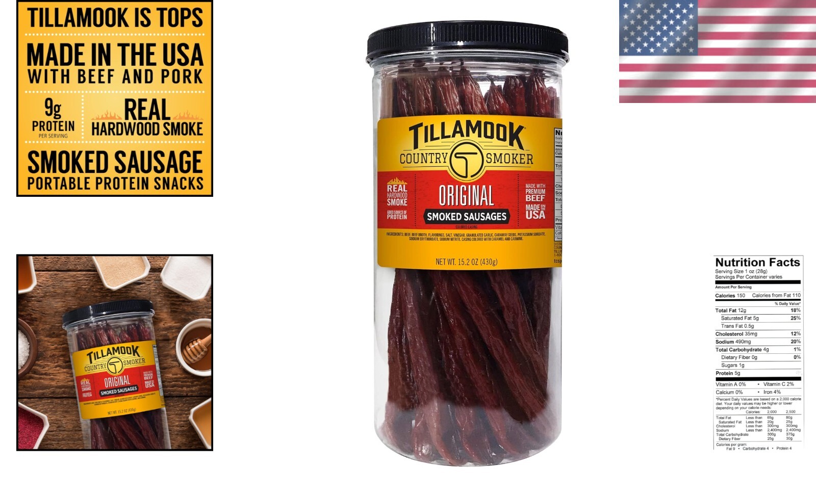 Protein-Packed Smoked Beef Sticks – 20 Count, 15.2 Oz Resealable Jar