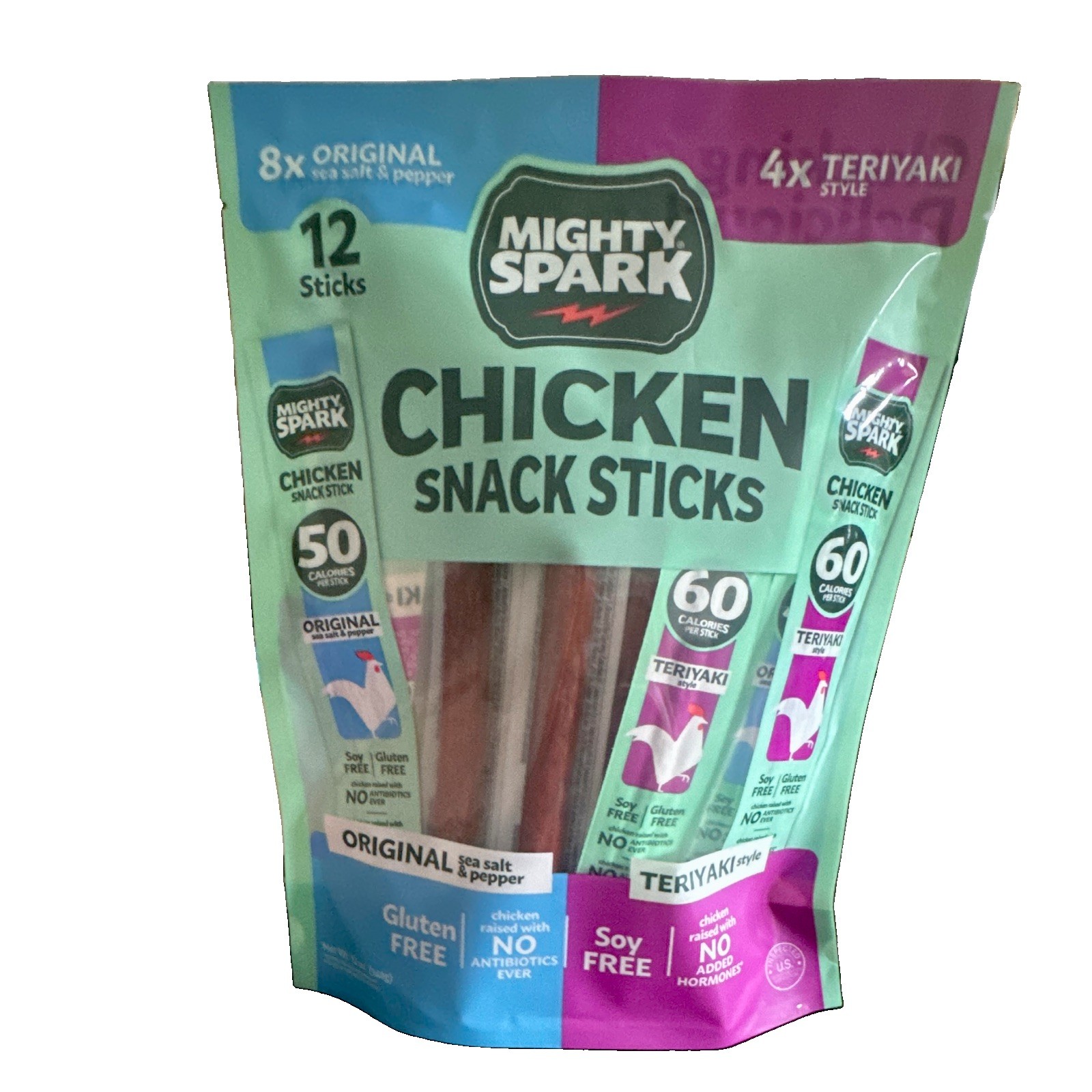 Mighty Spark Teriyaki Chicken Sticks Variety Pack 12 oz 12 Ct FREE SHIPPING