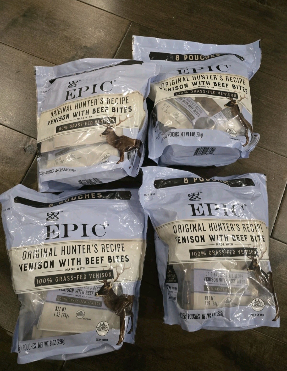 EPIC Venison Beef Jerky Bites 4 Pack Grass Fed Protein Snack Keto Paleo 8oz