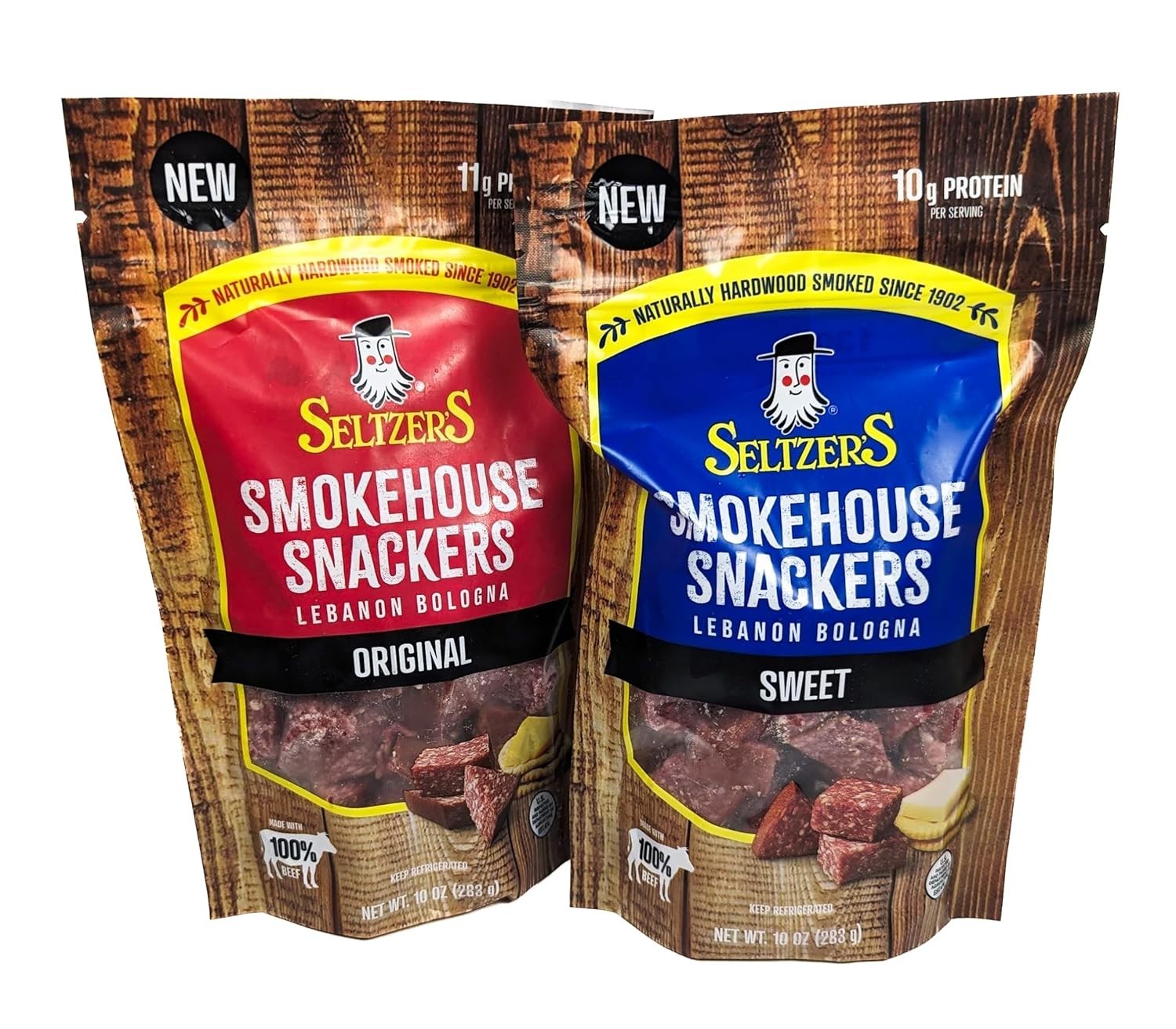 Lebanon Bologna Smokehouse Snackers, Original (10 oz bag) + Sweet Flavor (10 oz)