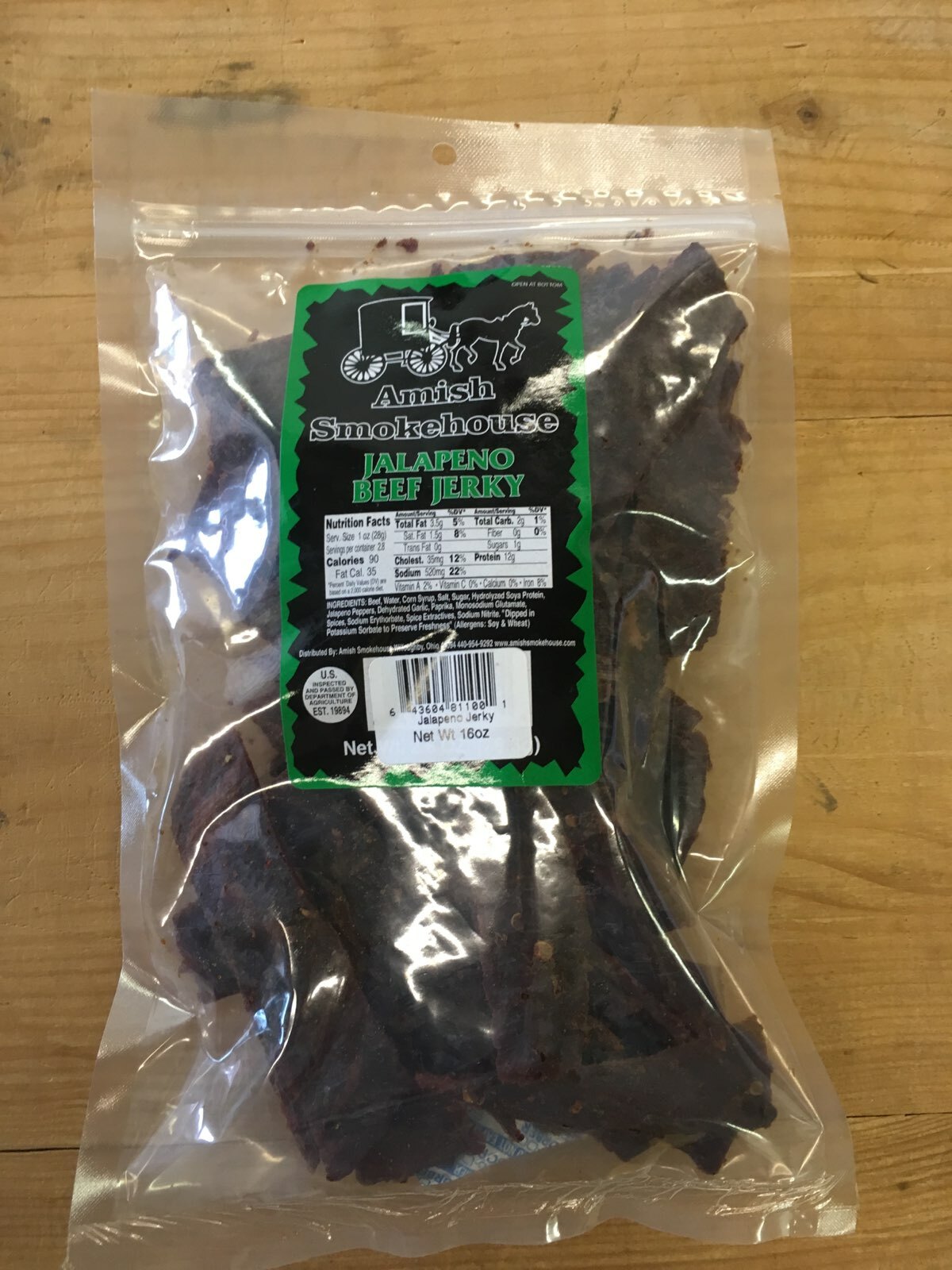 Amish Smokehouse Beef Jerky, 16oz Bulk Bag, Jalapeno
