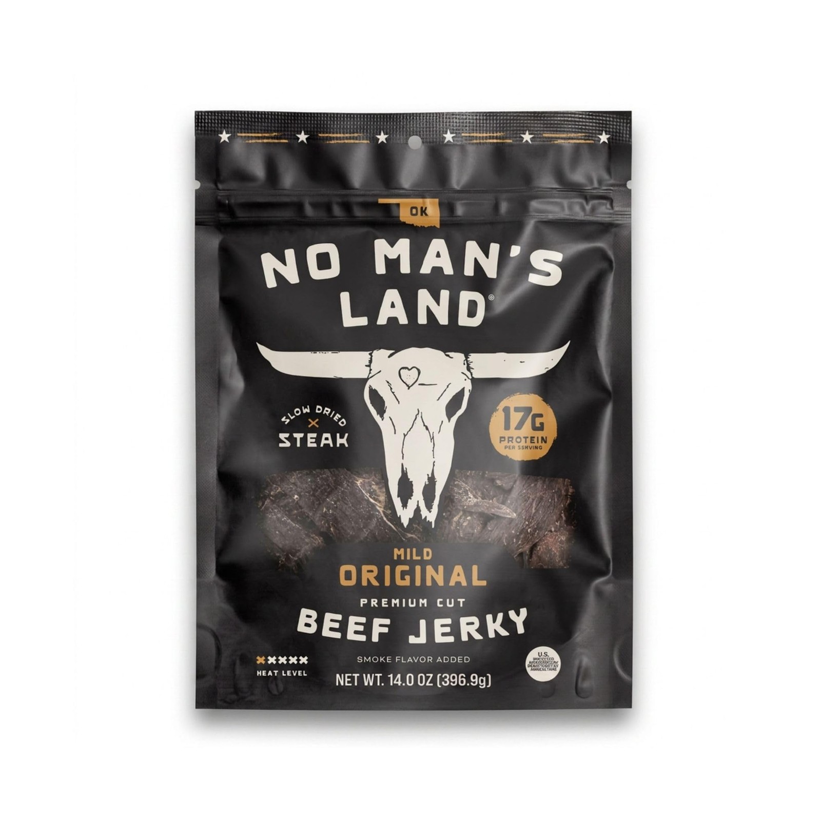 No Mans Land SlowDried Beef Jerky | Smoked & Seasoned Jerky Strips | High Pro…