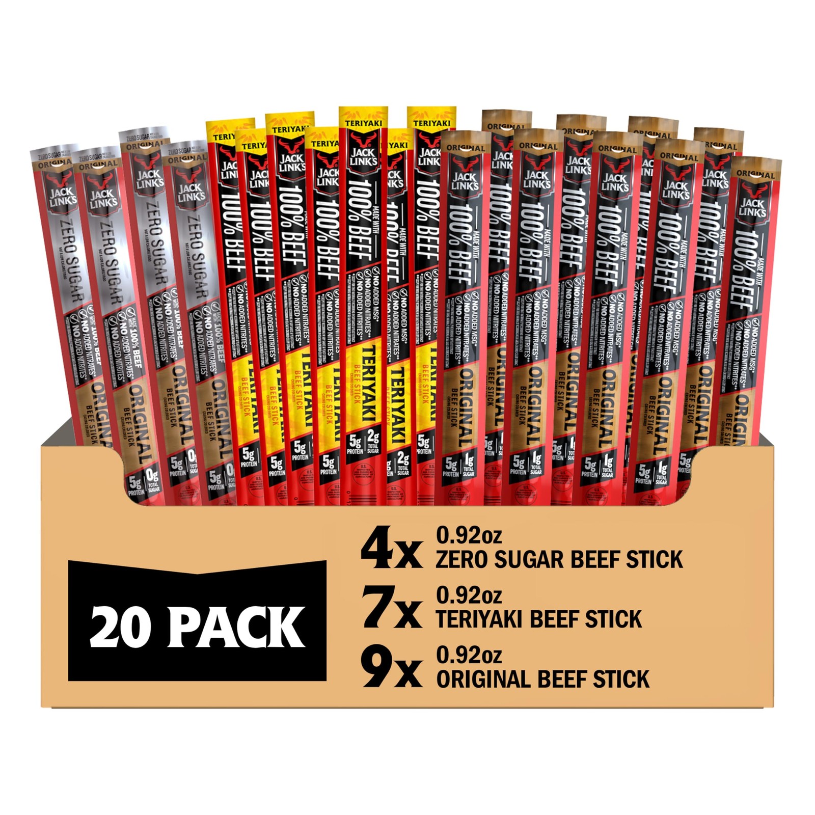 Jack Link’s Beef Jerky Sticks Variety Pack Original, Teriyaki & Zero Sugar …