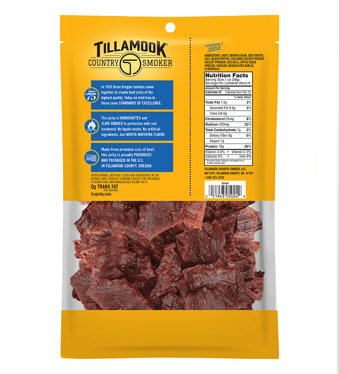Sea Salt & Pepper Beef Jerky, 8 oz Bag