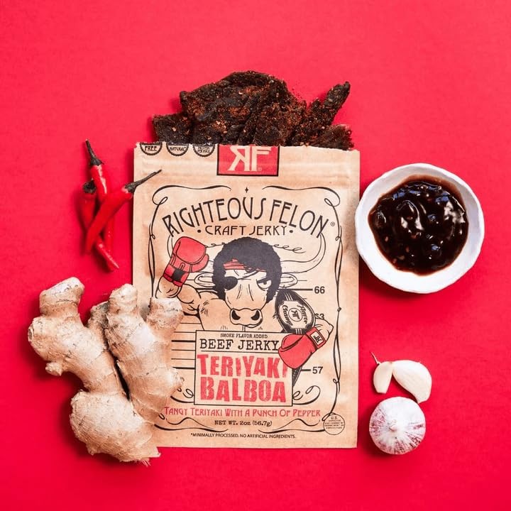 Righteous Felon Beef Jerky – Teriyaki Balboa Jerky – Gluten-Free Snacks – All…
