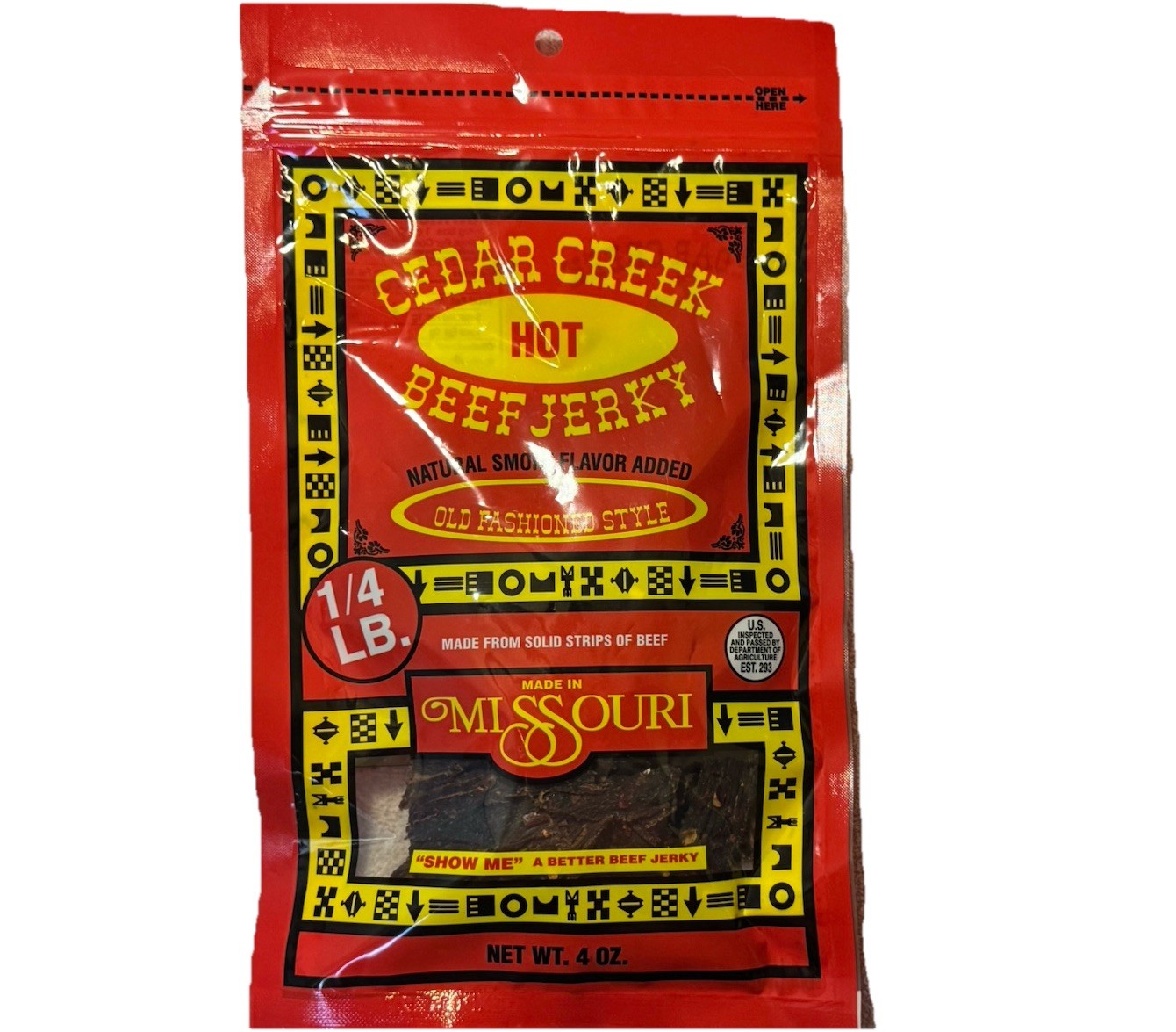 Get 3-4 Oz bags Cedar Creek Hot Beef Jerky Old Fashioned Style No Preservatives