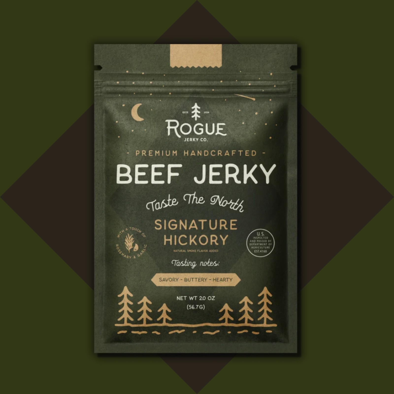 Rogue Jerky – Signature Hickory Beef Jerky – One 2.0 oz. Bag