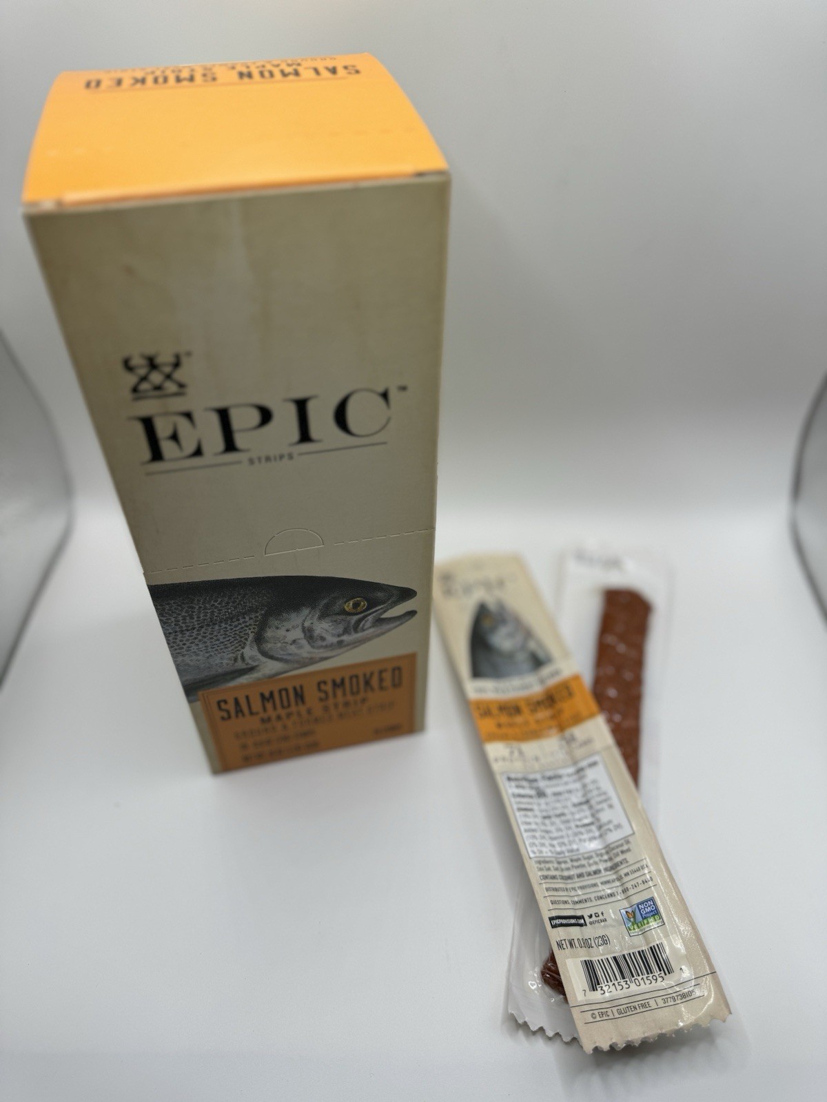 Epic Wild Caught Salmon Jerky Protein Snack Strips 20 Count 0.8oz Gluten Free