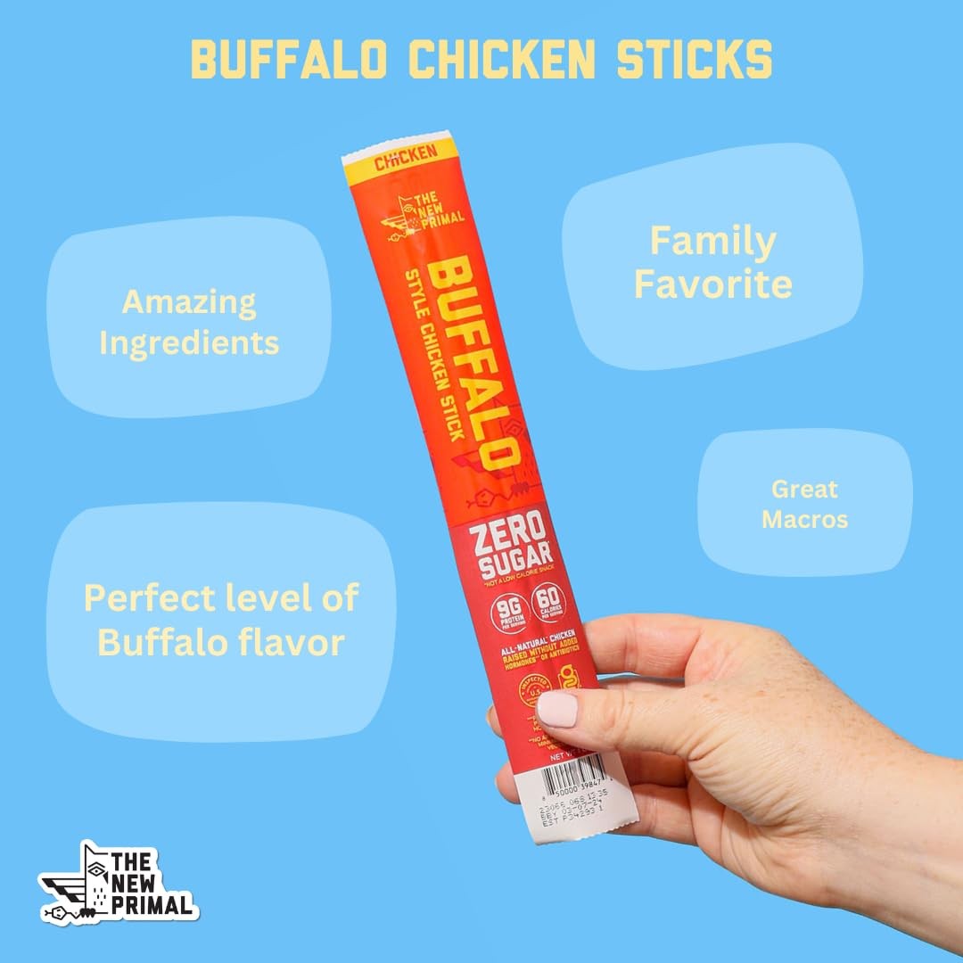 New Primal Buffalo Chicken Sticks, Keto, Gluten Free 1 Ounce (Pack of 20)