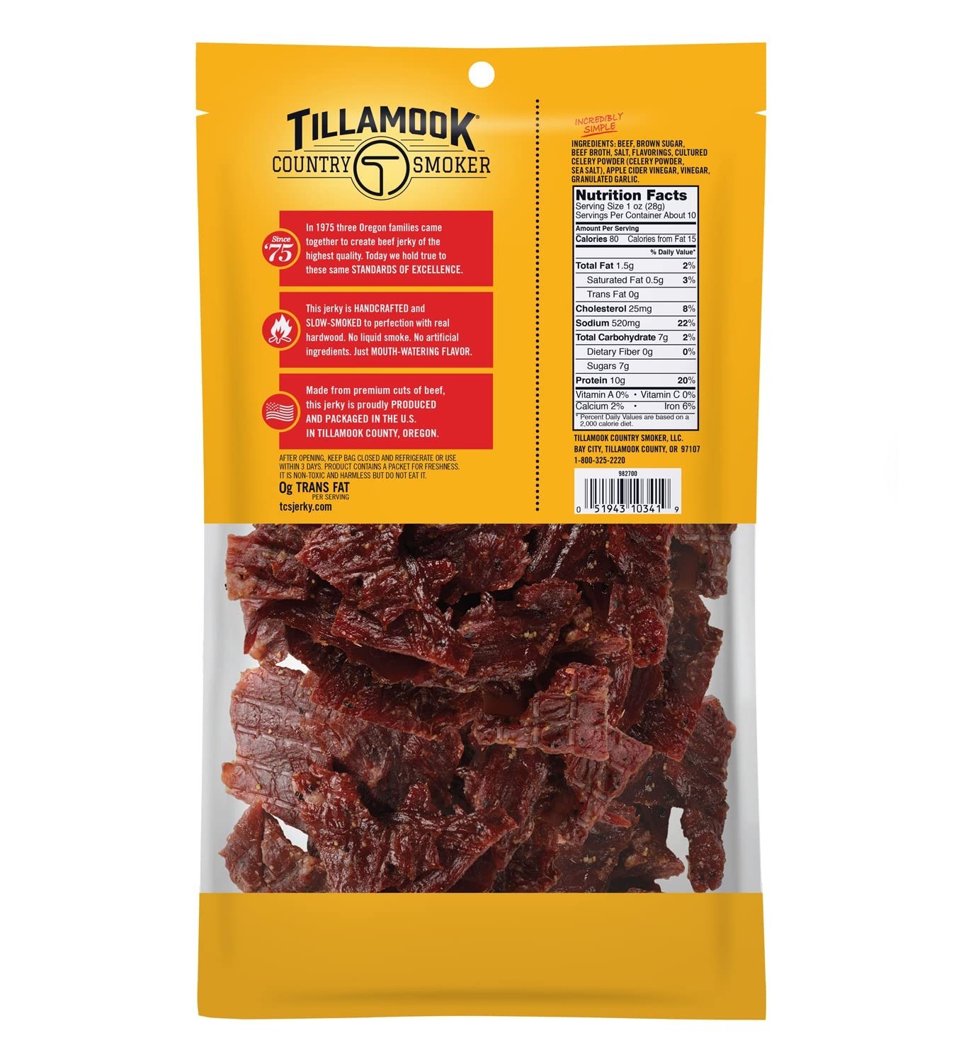 Crafted Hardwood Smoked Beef Jerky – 20 Ounce Total, Protein Rich Snack