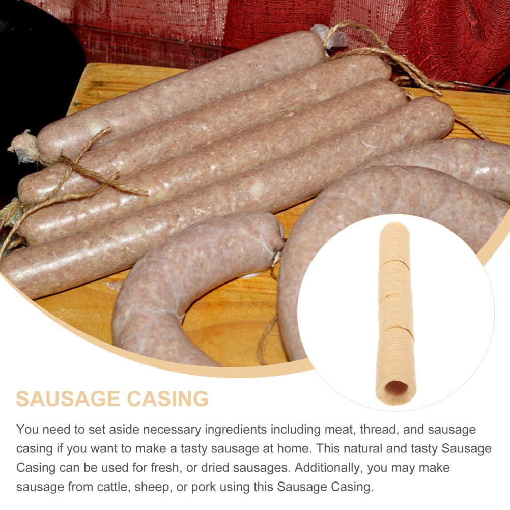 1 Set Elastic Collagen Sausage Casings for Kitchen Use Natural Edible Sleeve