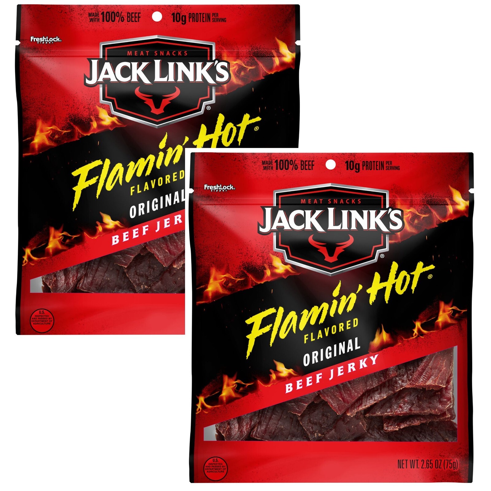 Jack Link’s Doritos FLAMIN’ HOT Beef Jerky Original 2.65oz 2 Bags JUL 2024