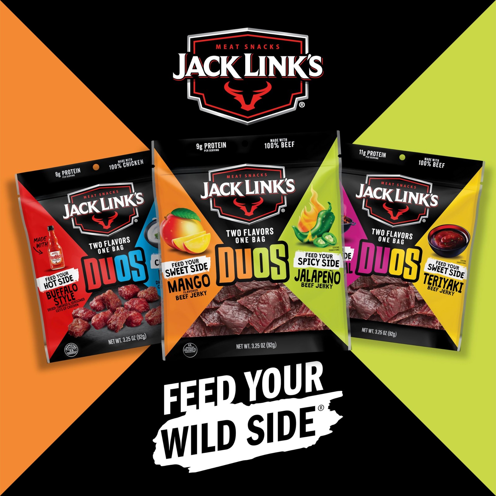 Jack Link’s DUOs Jalapeno and Mango Beef Jerky 4 Pack 3.25 oz Bags Ready to…