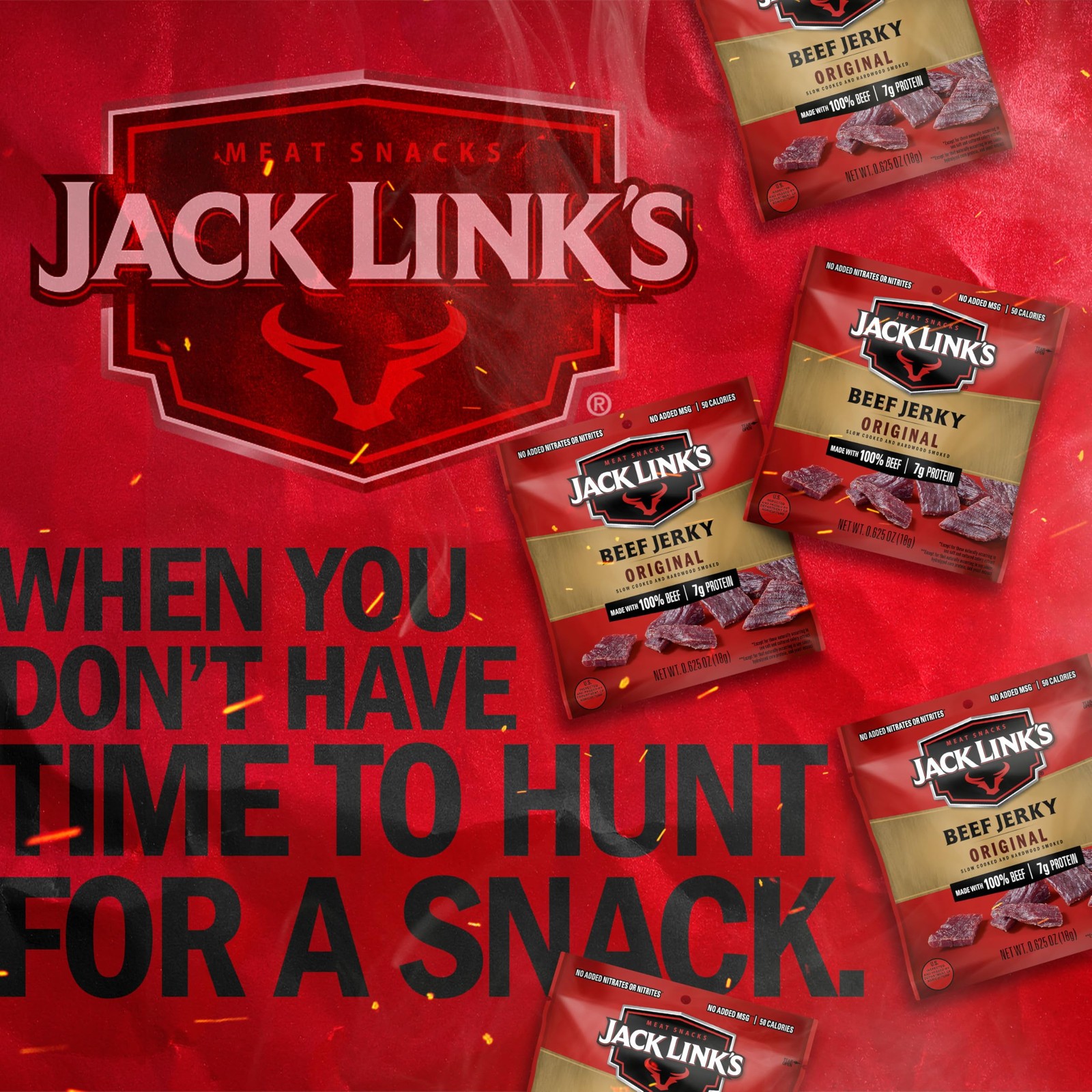 Jack Link’s Beef Jerky Original Multipack Bags Flavorful Meat Snacks Pack of 20