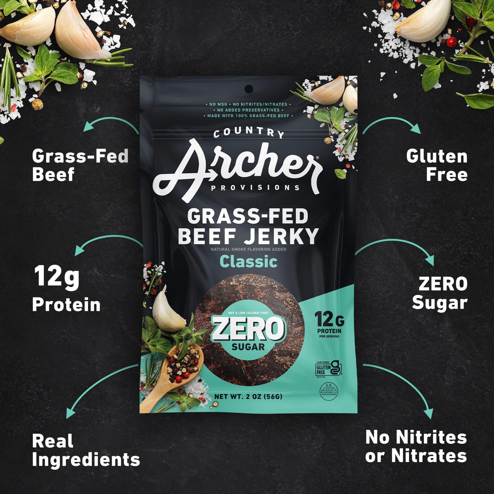 Country Archer Grass-Fed Beef Jerky Variety Pack – Beef Jerky Snack Packs Bee…