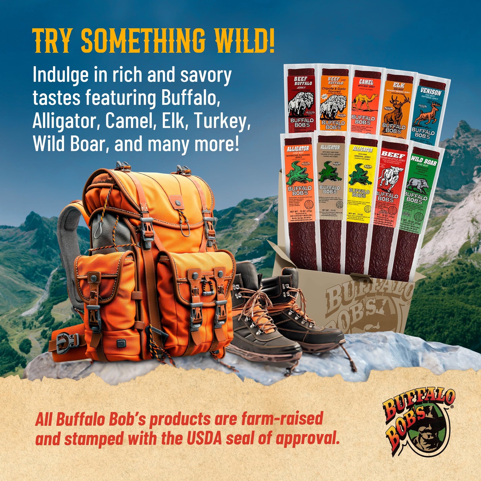 Exotic Jerky Variety Pack (10-Pack) – Wild Game Beef Snack Sticks Gifts