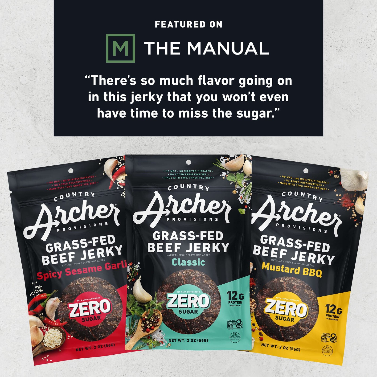 Country Archer Grass-Fed Beef Jerky Variety Pack – Beef Jerky Snack Packs Bee…