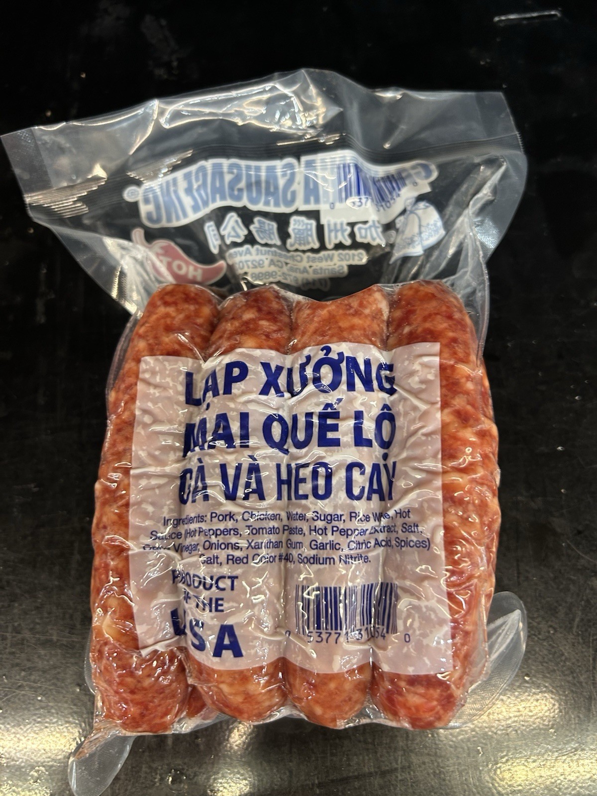 California Pork Chinese Sausage Hot – Lap Xuong 450 gram Pack of 6