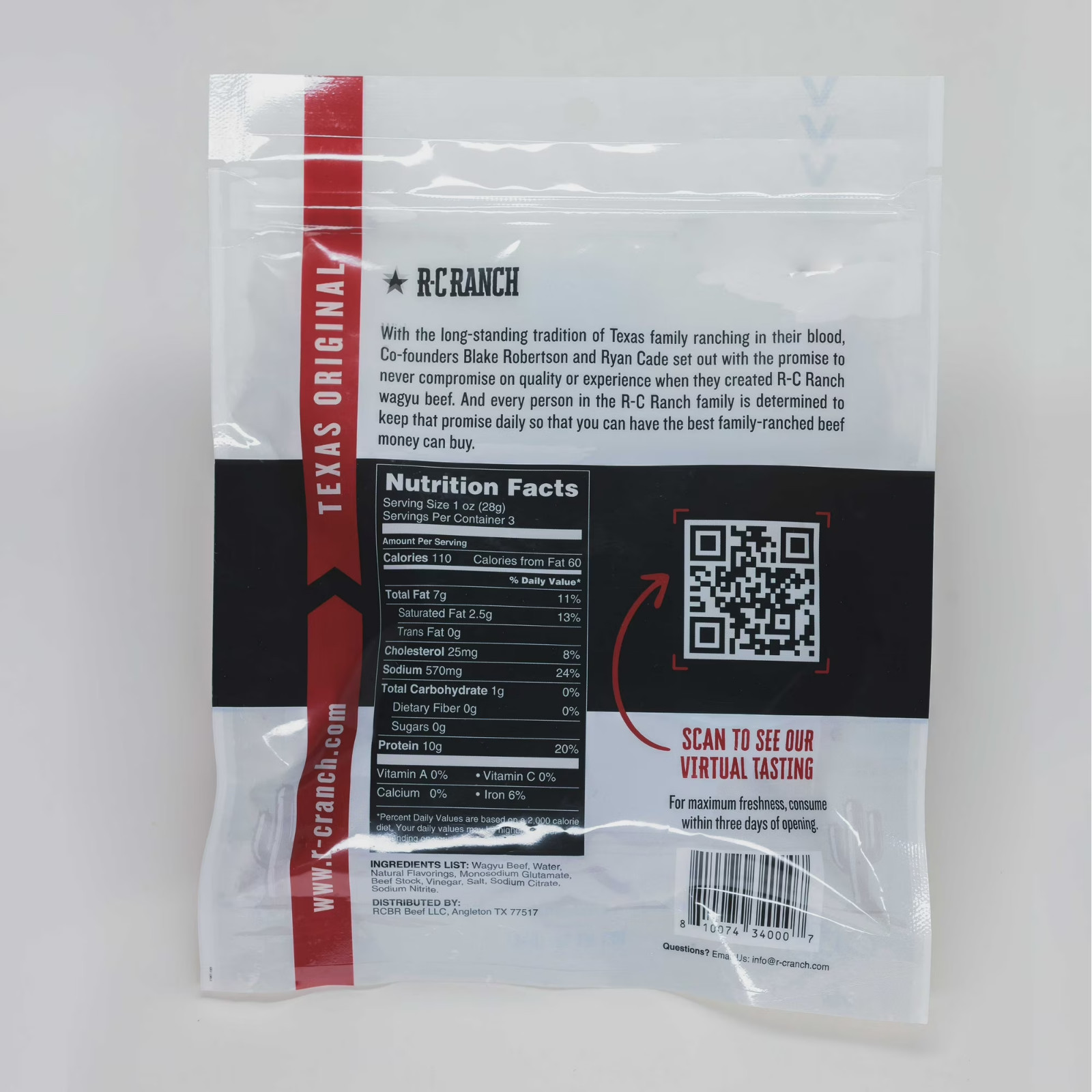 R-C Ranch Wagyu Beef Jerky-Original, 3oz Bag